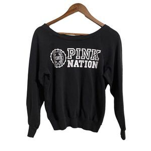 Victoria's Secret PINK Nation Slouchy Off Shoulder Crew Neck Sweatshirt M